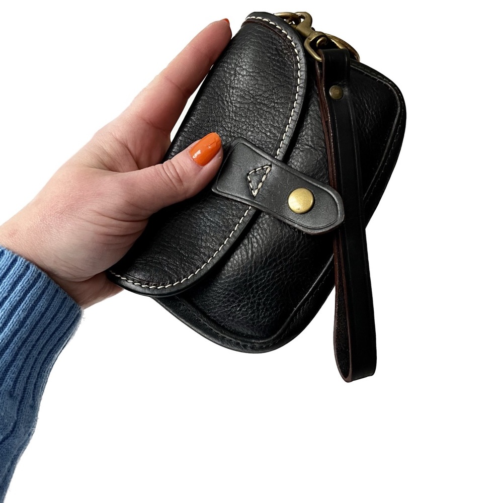 Vintage Dooney & Bourke Leather Flap Wristlet with Duck Charm